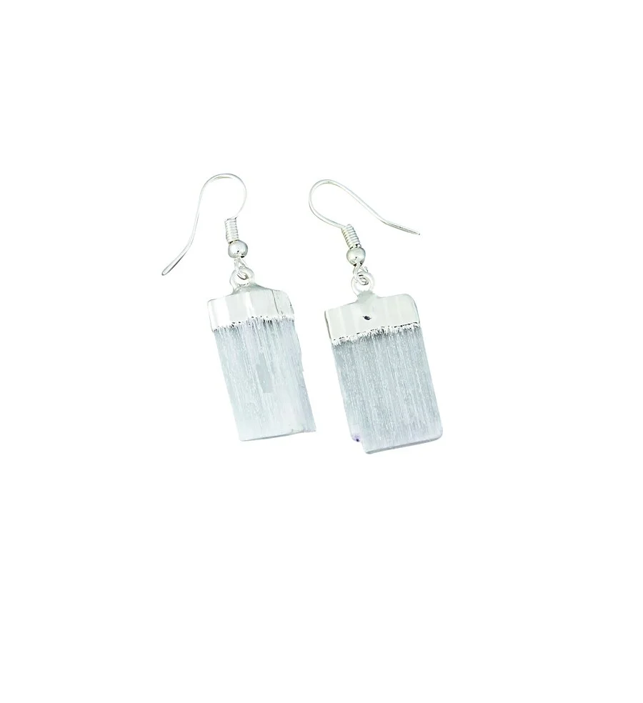 Silver Plated Selenite Earrings