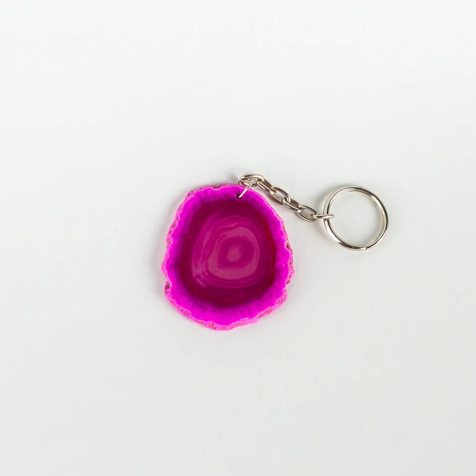 Pink Agate Key Chain