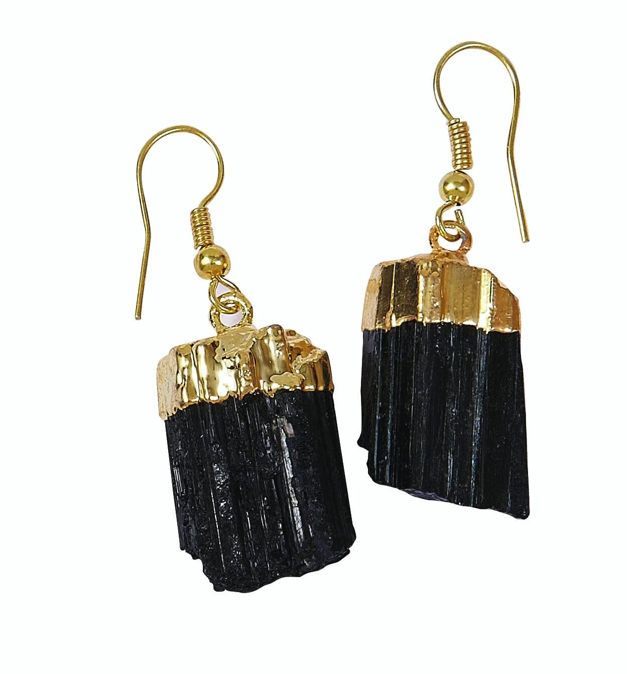Gold Plated Black Tourmaline Earrings