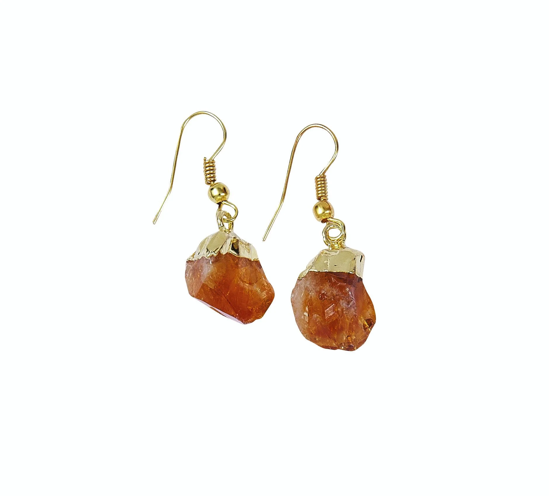 Gold Plated Citrine Point Earring