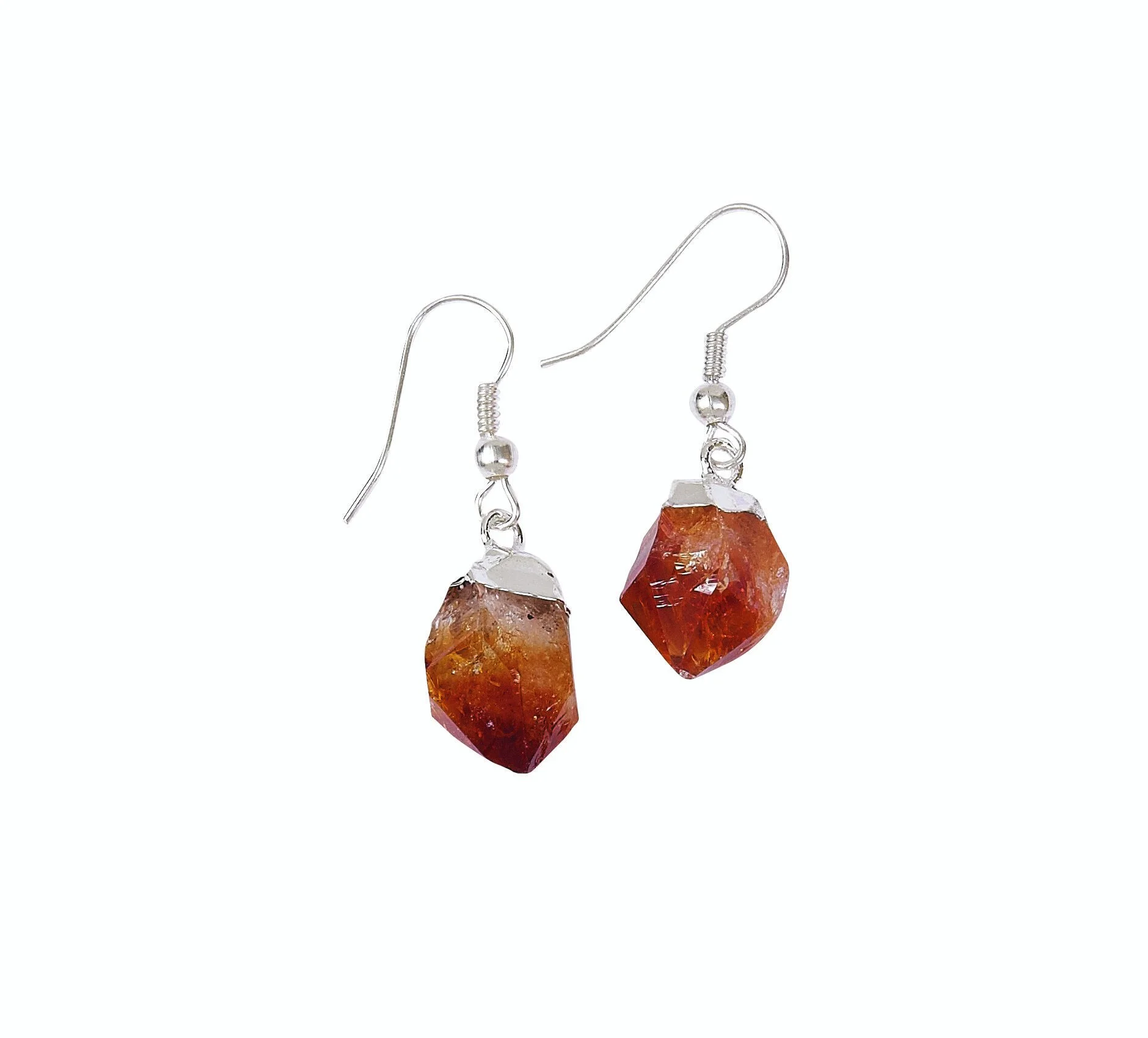 Silver Plated Citrine Point Earring
