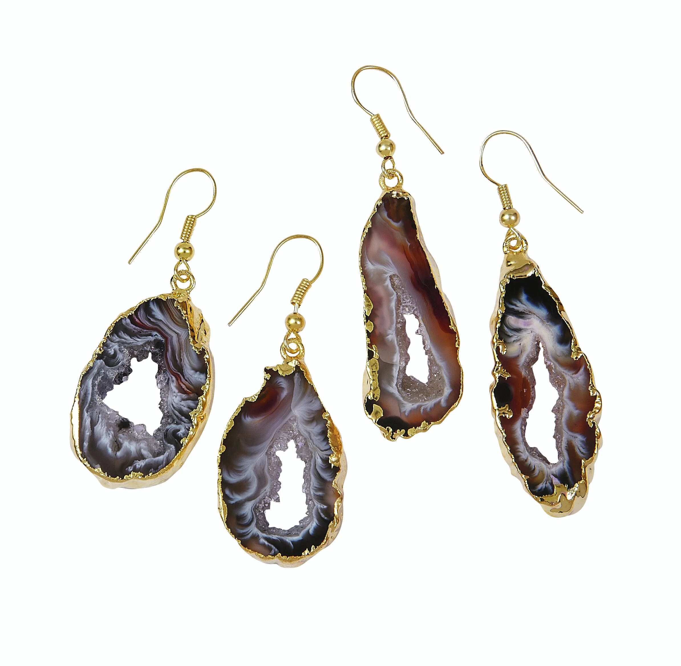 Gold Plated Geode Slice Earring