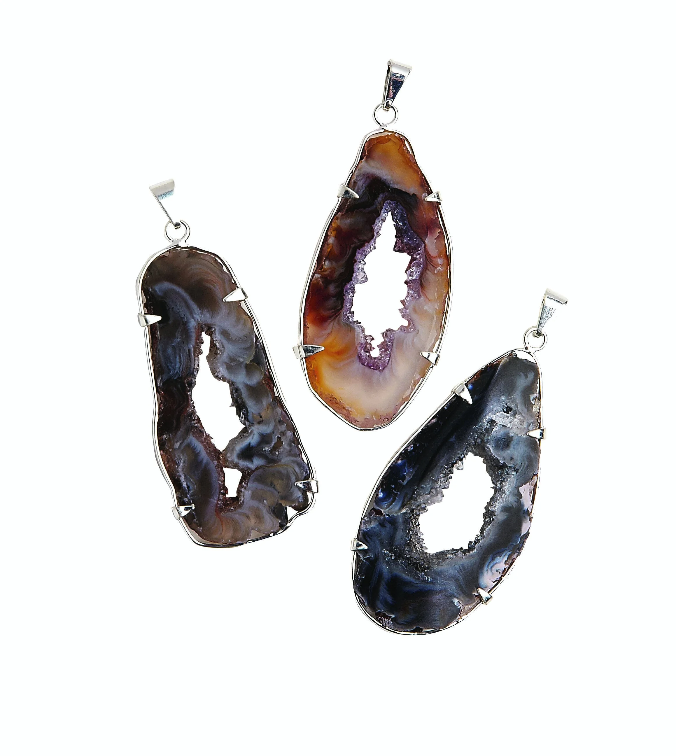 Geode Slice with prong Pendant
