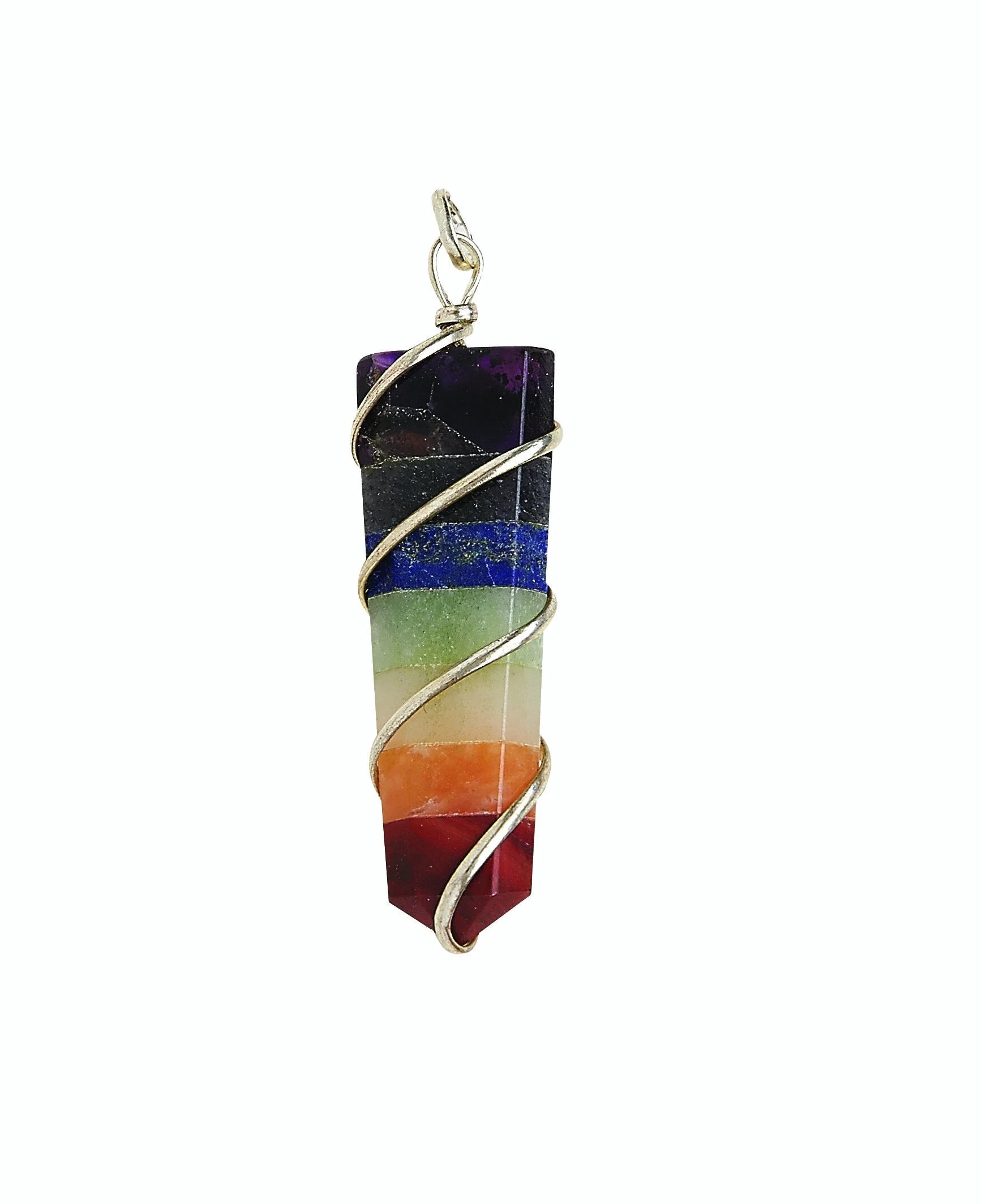 Chakra Flat Wrapped Coil Pendant