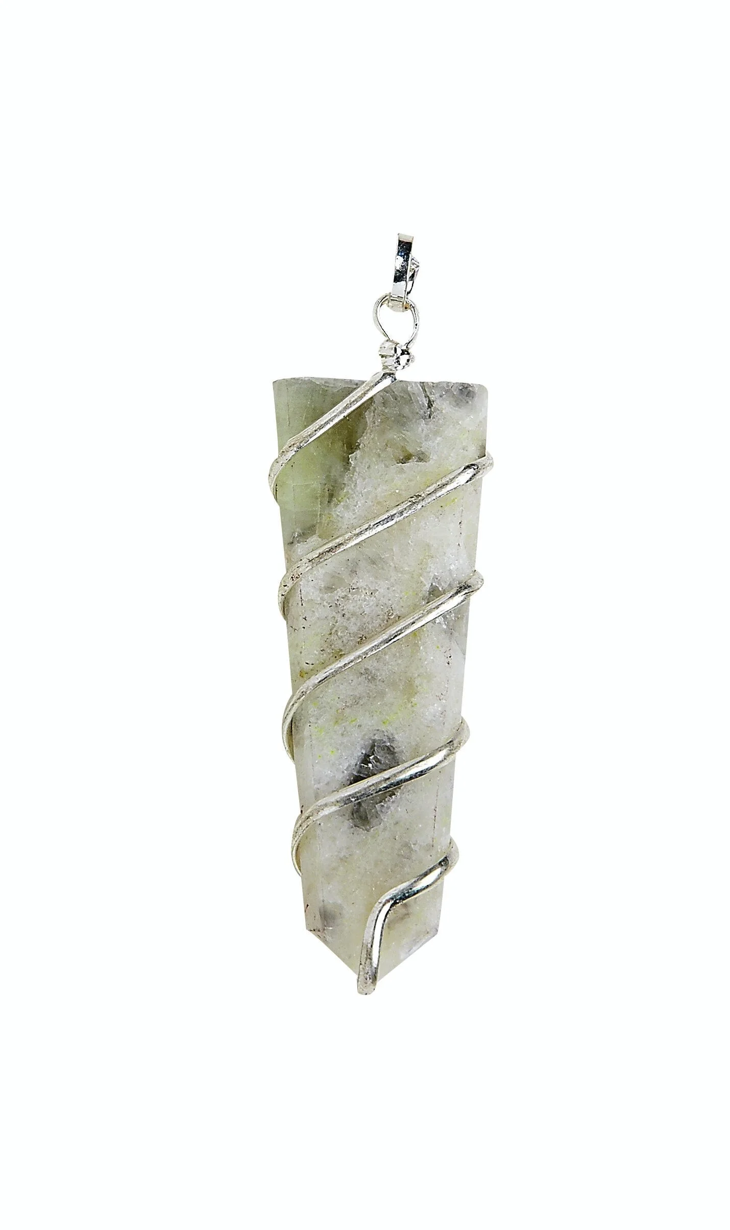 RainbowMoonstone Flat Wrapped Coil Pendant