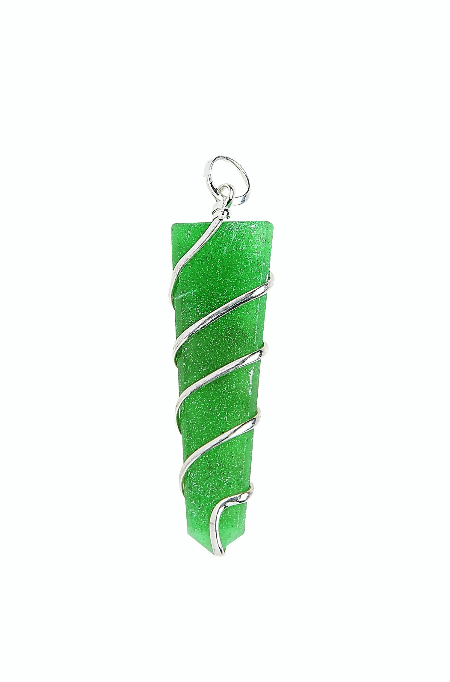 Aventurine Flat Wrapped Coil Pendant