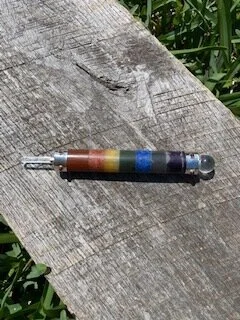 Round Chakra Wand with Quartz Point