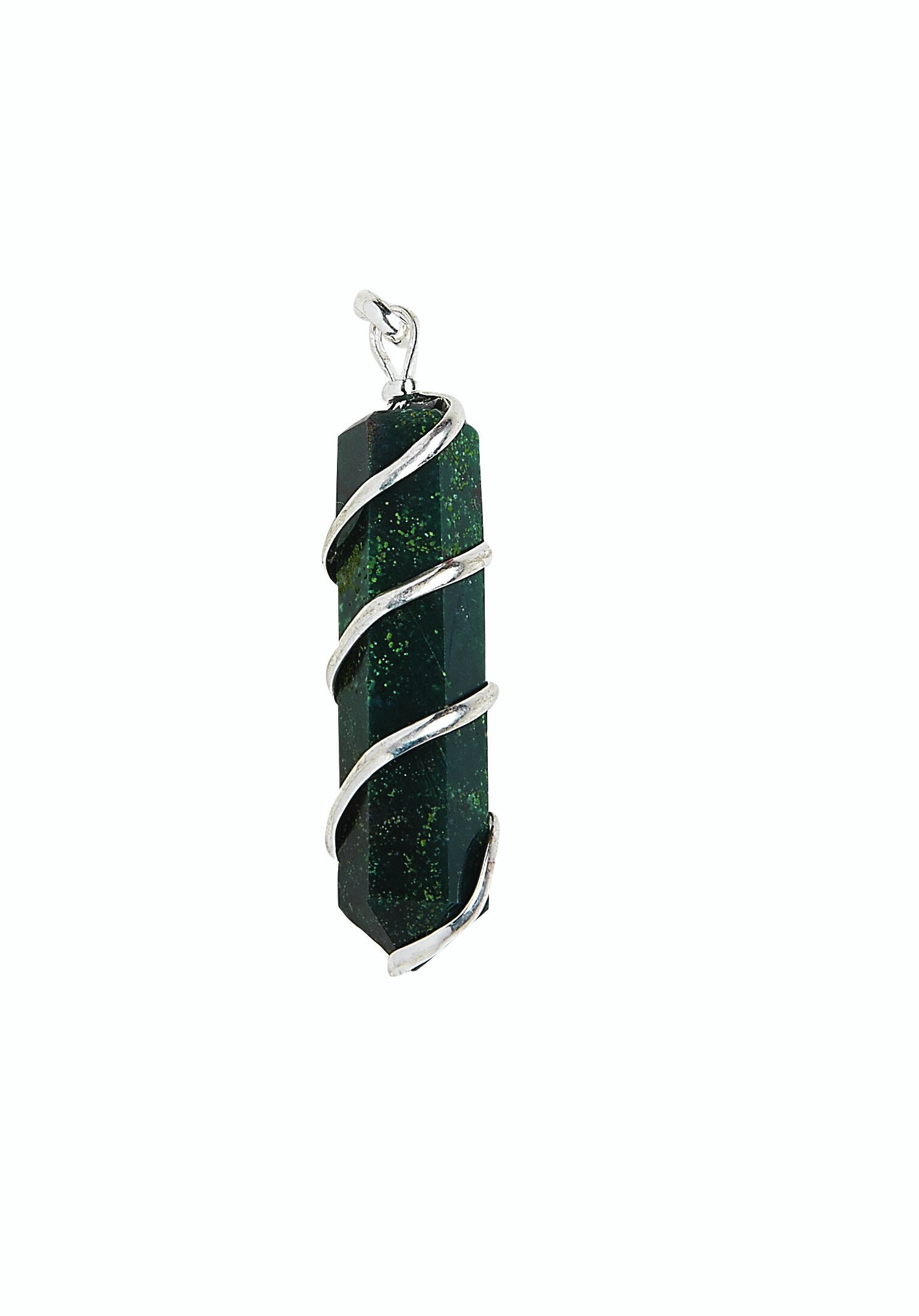 Coil Wrapped Moss Agate Pendant