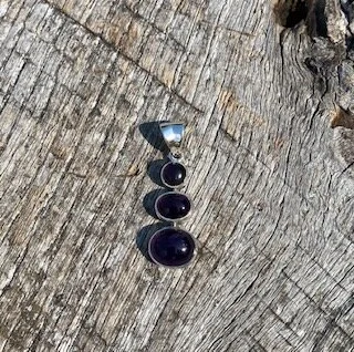 Sterling Silver Triple Amethyst Pendant
