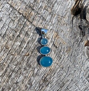 Sterling Silver Triple Blue Chalcedony Pendant
