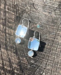 Sterling Silver Rainbow Moonstone Earrings