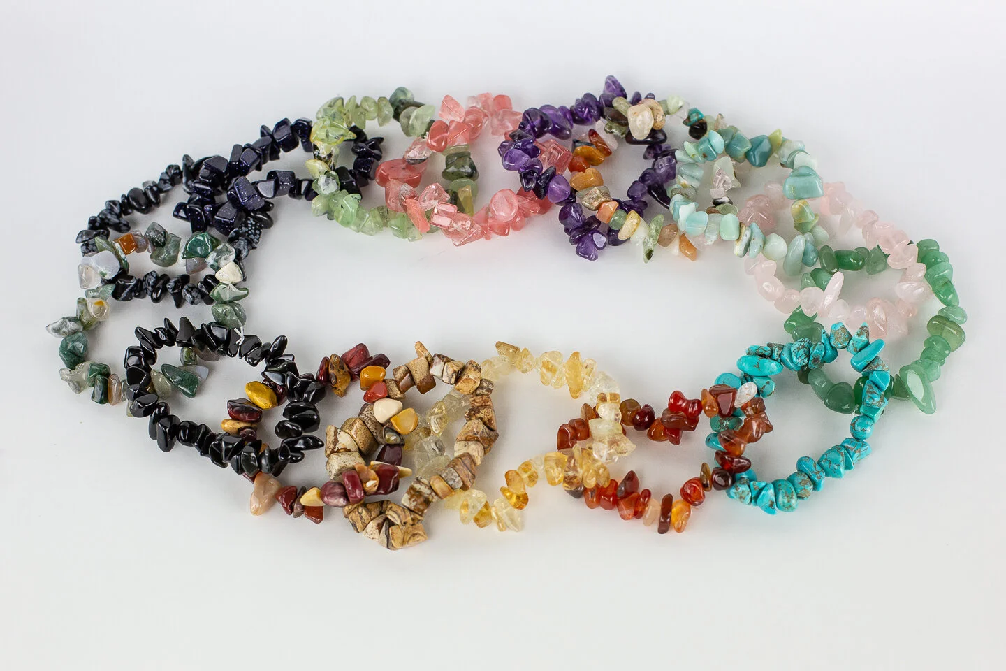 10 pc. Chunky Gemstone Chip Bracelet Assortment
