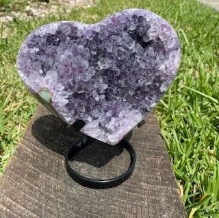 Amethyst Druze Heart on metal stand