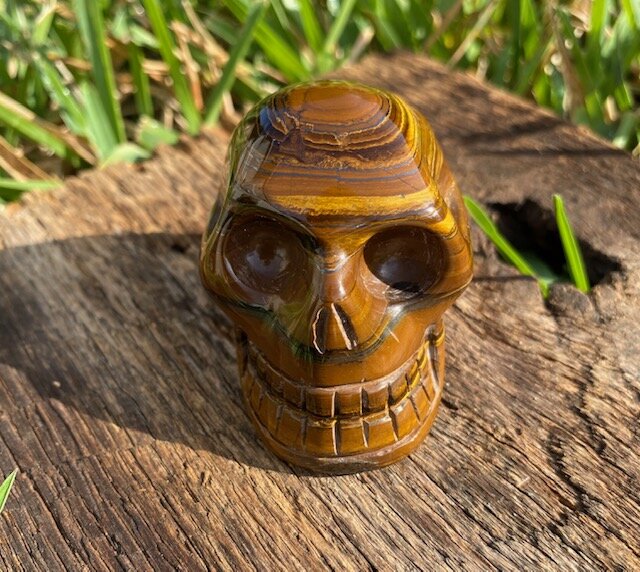 Hand Carved Tiger Iron Skull