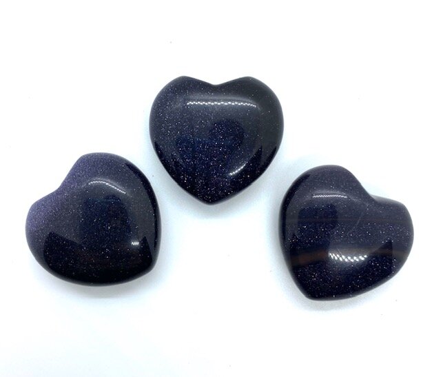 30mm Blue Goldstone Pocket Heart