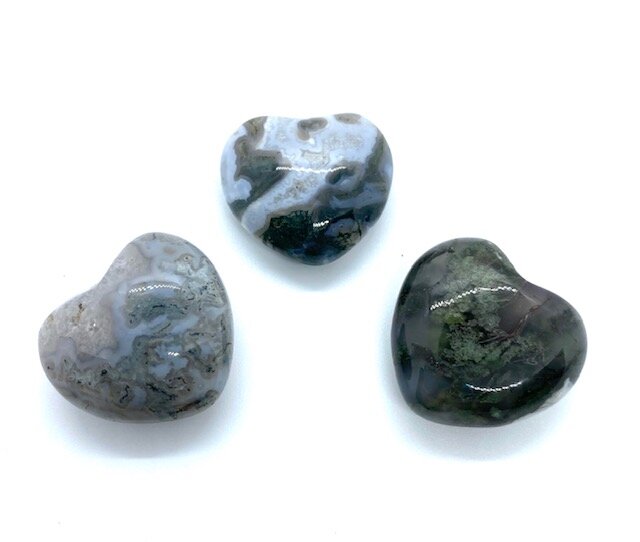 30mm Moss Agate Pocket Heart