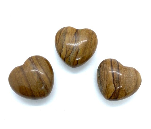 30mm Picture Jasper Pocket Heart