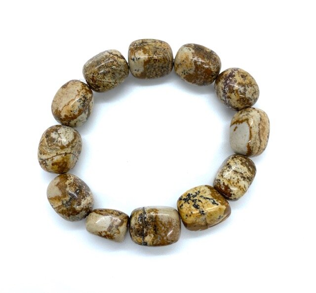 Polished Picture Jasper Bead Bracelet