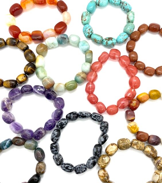 5 pc. Assortment Polished Gemstone Bead Bracelets