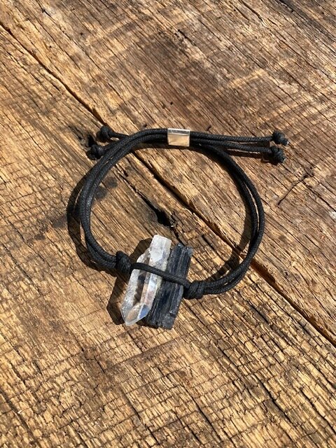 Quartz Point &amp; Black Tourmaline Bracelet