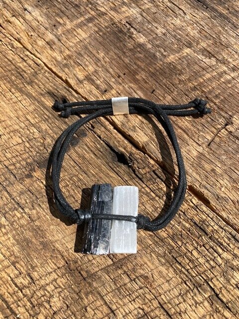 Black Tourmaline &amp; Selenite Bracelet