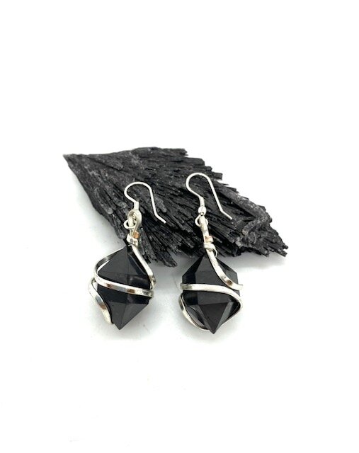 Shungite Herkimer Point Earrings