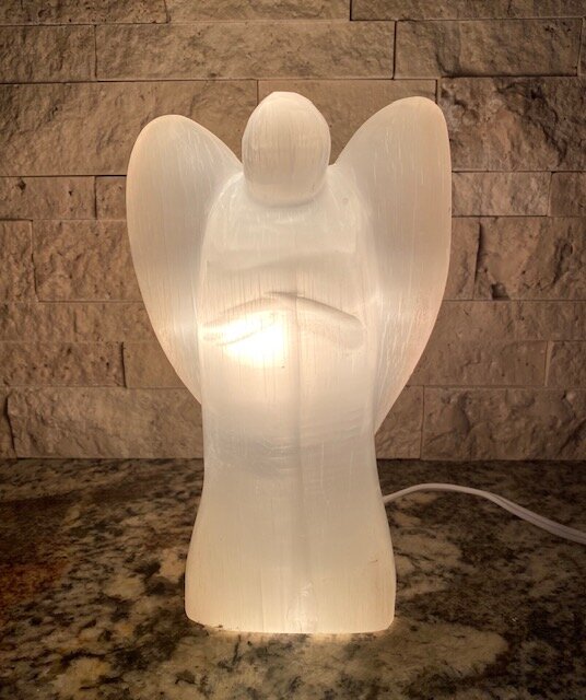Selenite Angel Lamp