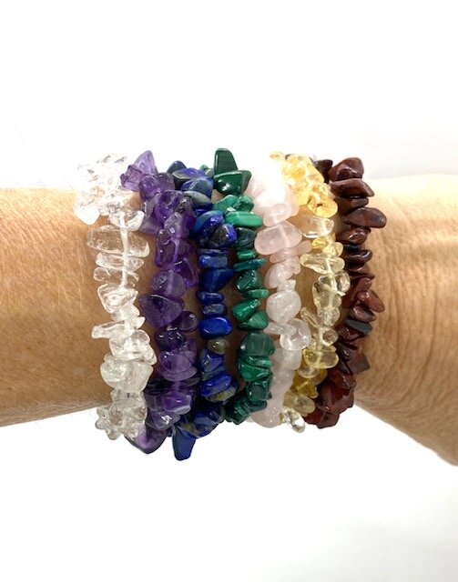 7 pc. Chakra Gemstone Chip Bracelet Set