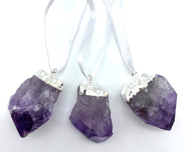 Silver Plated Amethyst Point Ornament