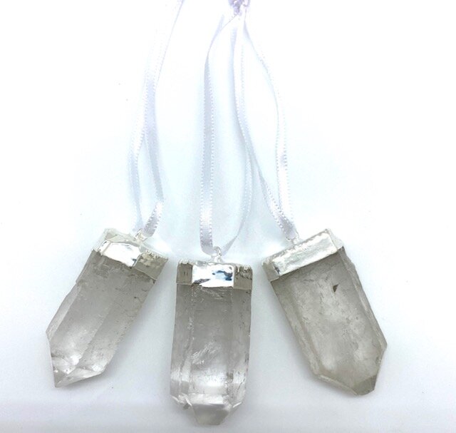 Silver Plated Quartz Point Ornament