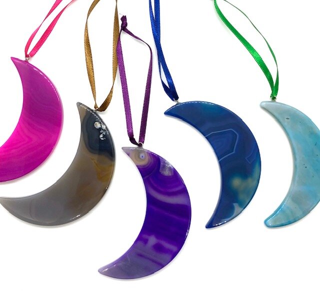 5 pc. Assorted Agate Moon Ornaments