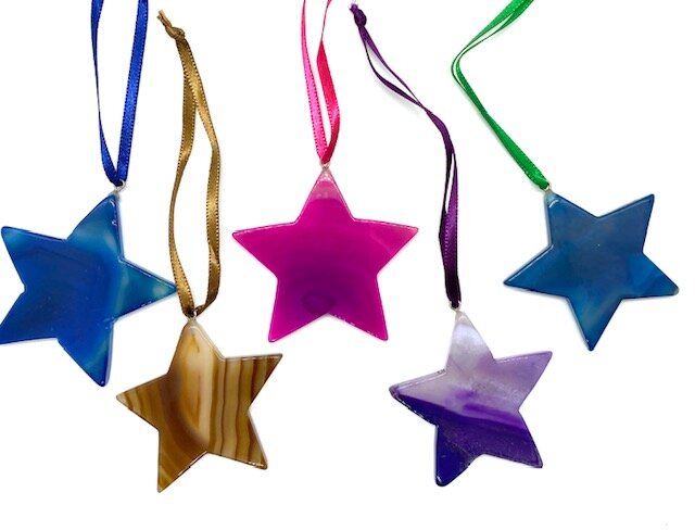 5 pc. Assorted Agate Star Ornaments