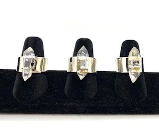 Silver Plated Quartz Point Ring