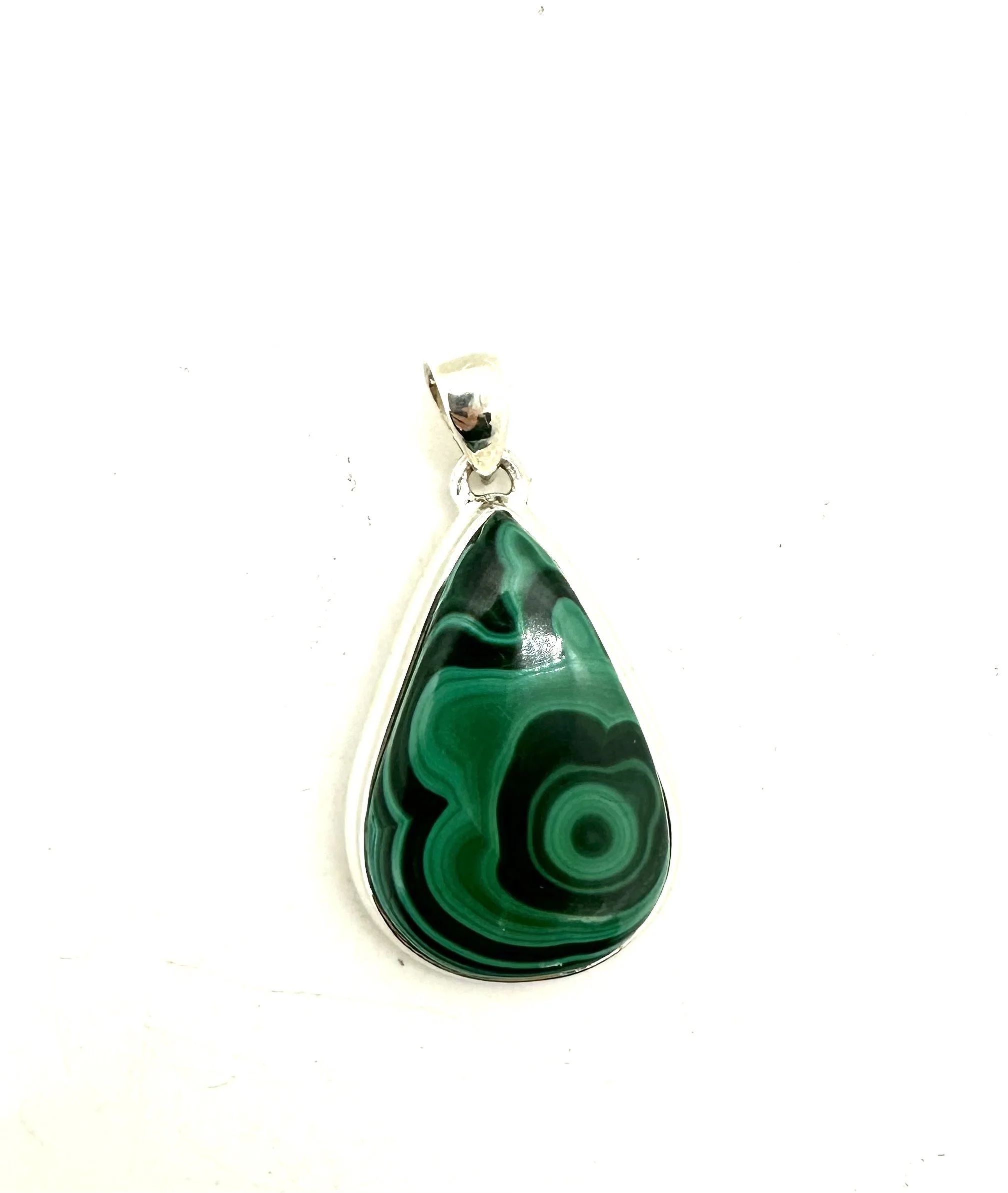 Sterling Silver Bullseye Malachite Pendant