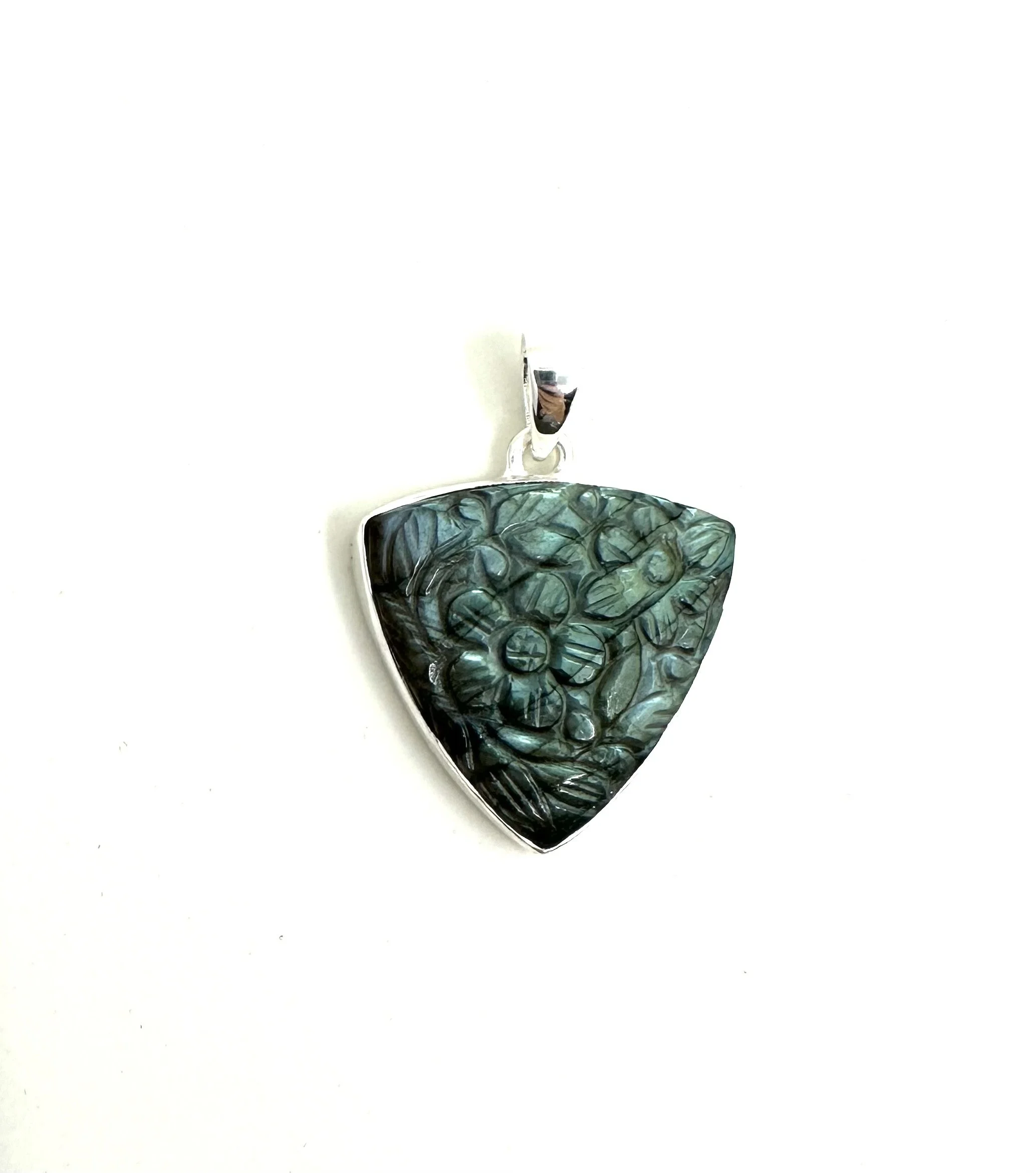 Carved Labradorite Sterling Silver Pendant