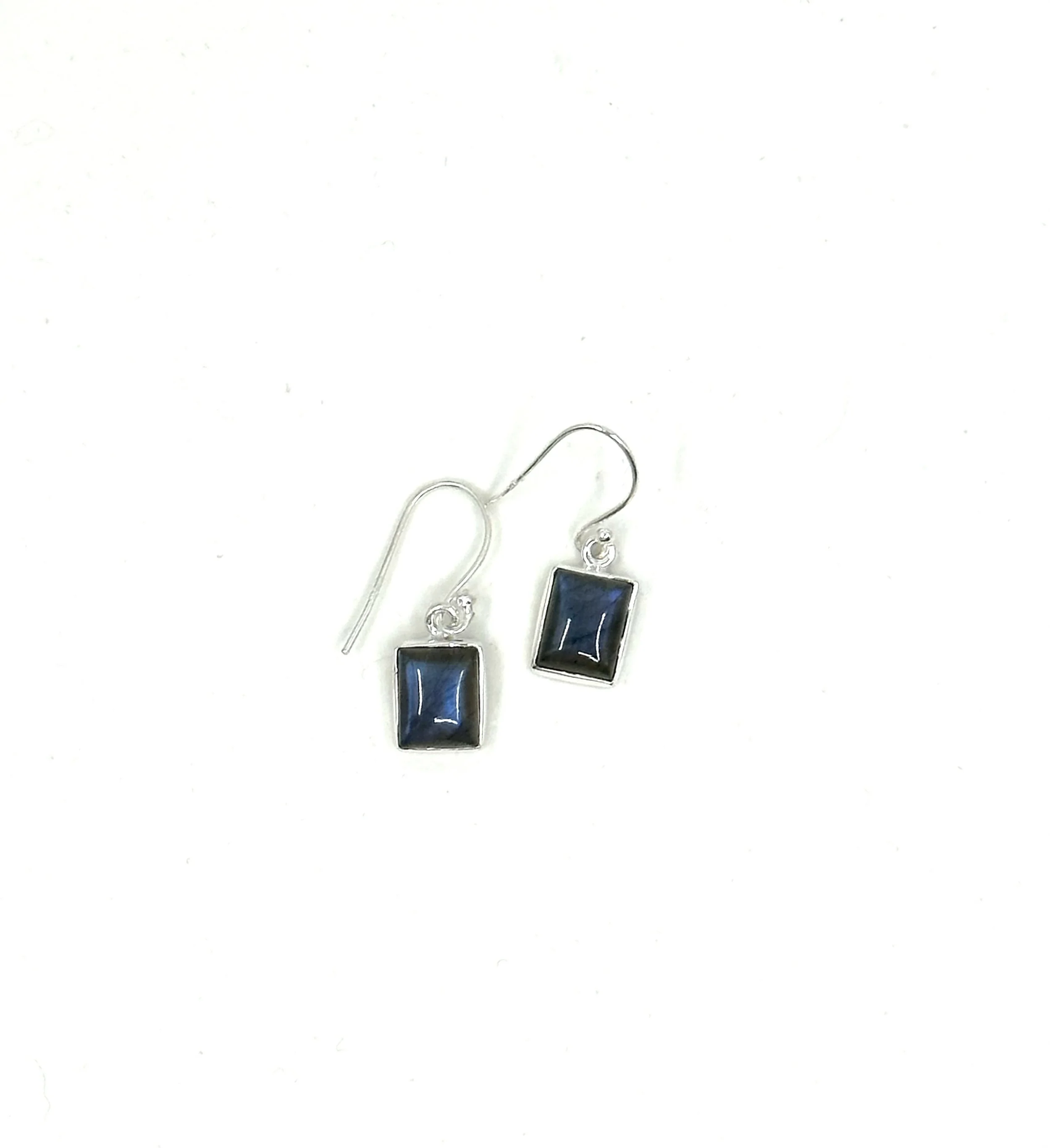 Sterling Silver Labradorite Rectangle Earrings
