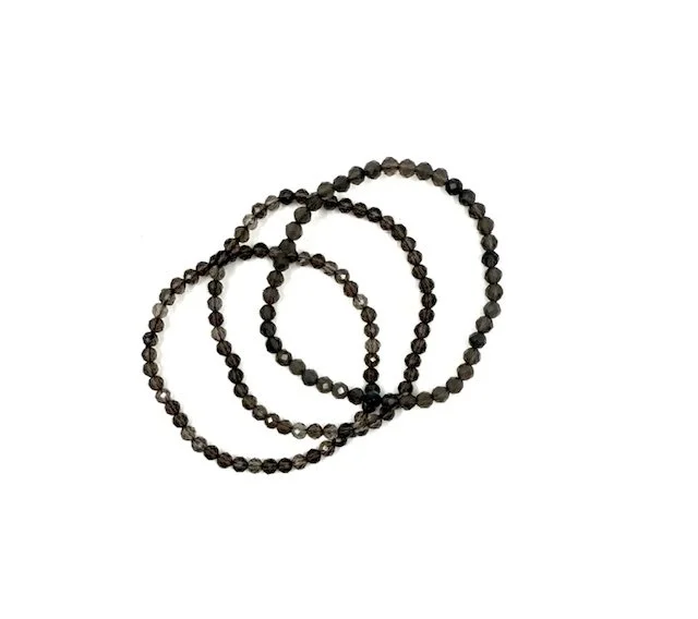 4mm Faceted Smoky Quartz Bracelet