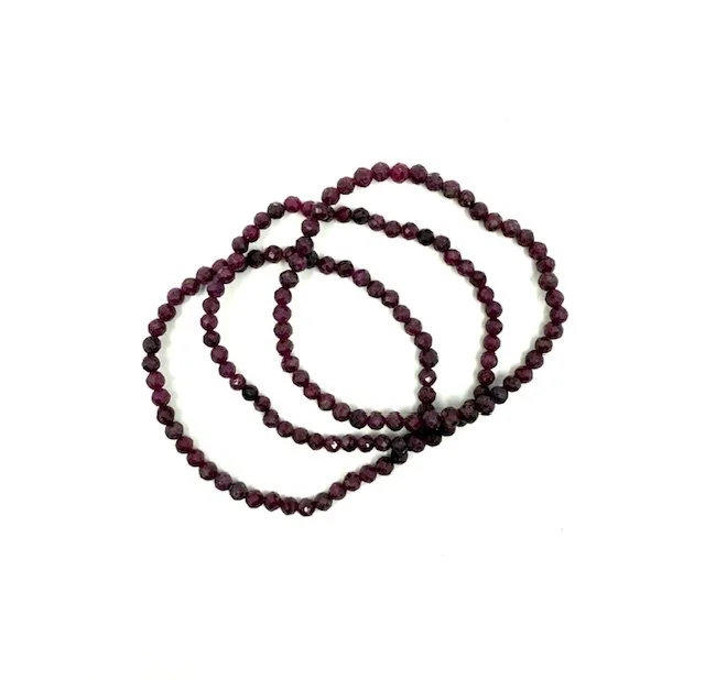4mm Faceted Ruby Bracelet