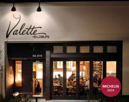 Photo of the outside of the Valette restaurant with a Michelin 2024 award sticker