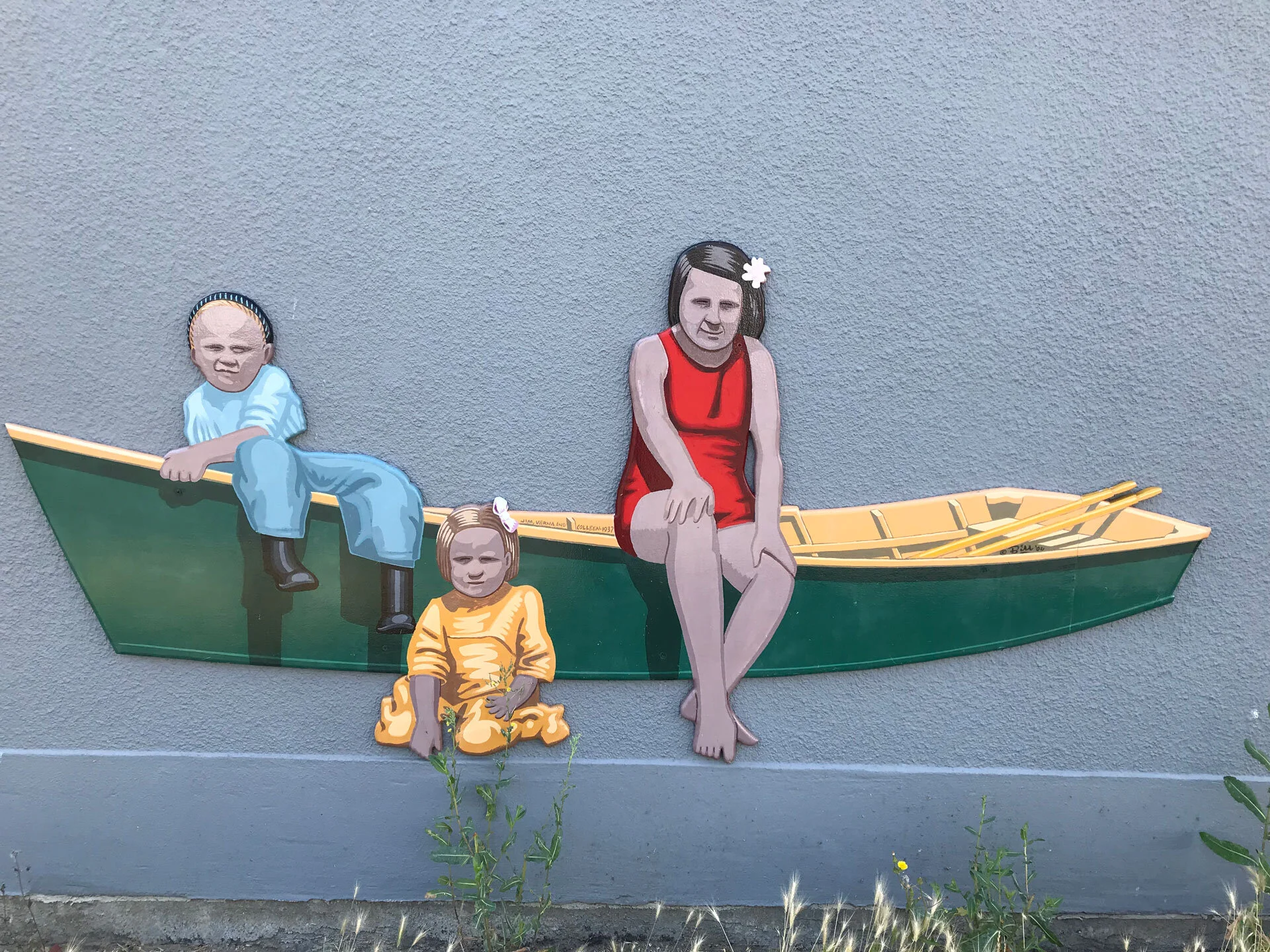 Pierce kids and rowboat, 1937.