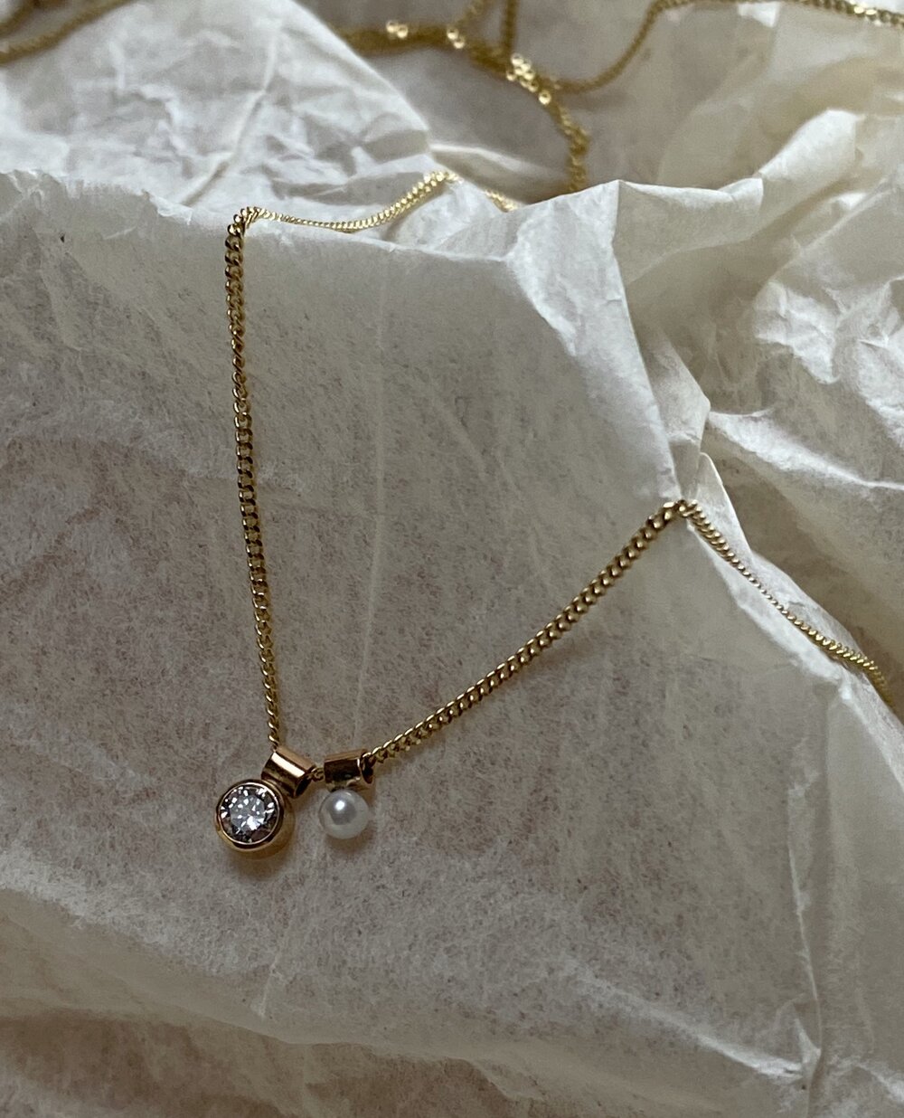 Ama Diamond And Pearl Necklace — Isle Jewellery