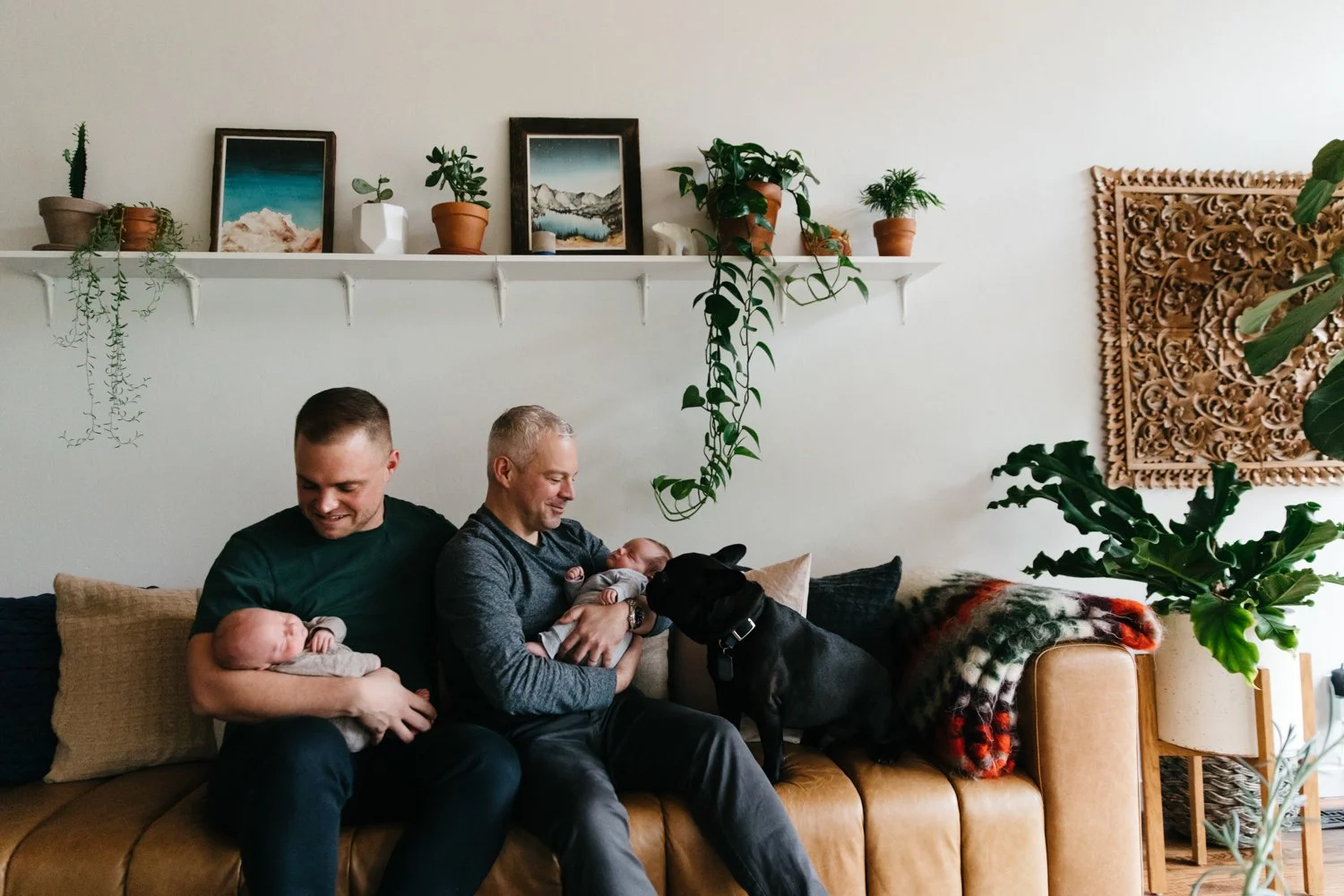 LGBTQ dads with twin babies in beautiful Marin County home in the redwoods for newborn photography_6.jpg