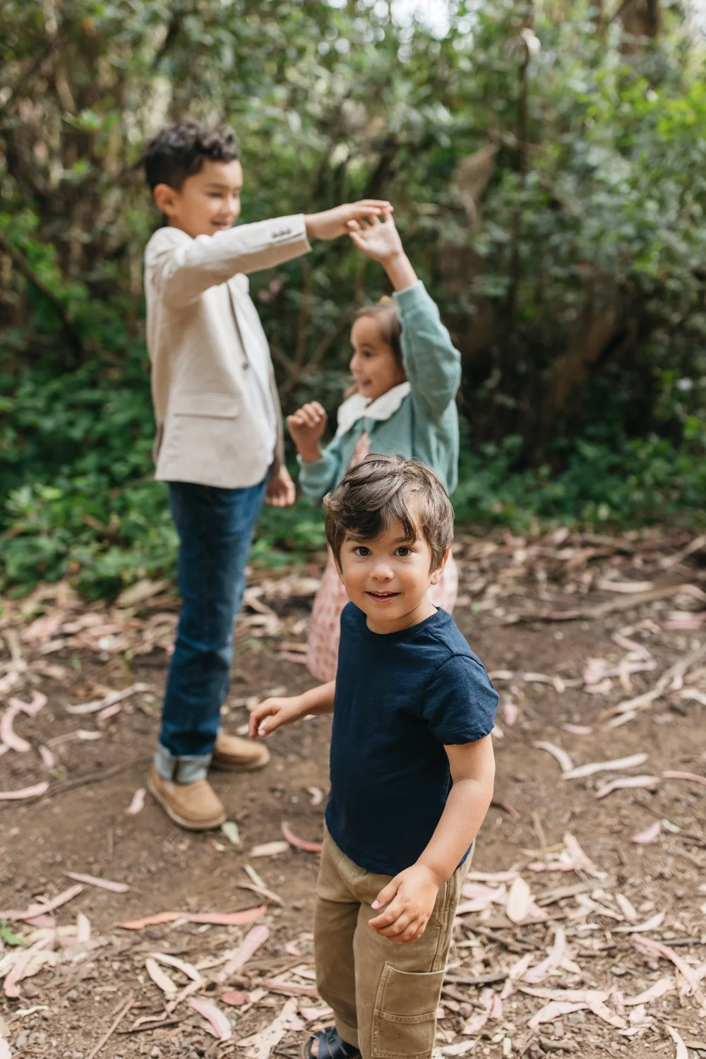 Marin family photography in cavallo point forest fun three kids family-11.jpg