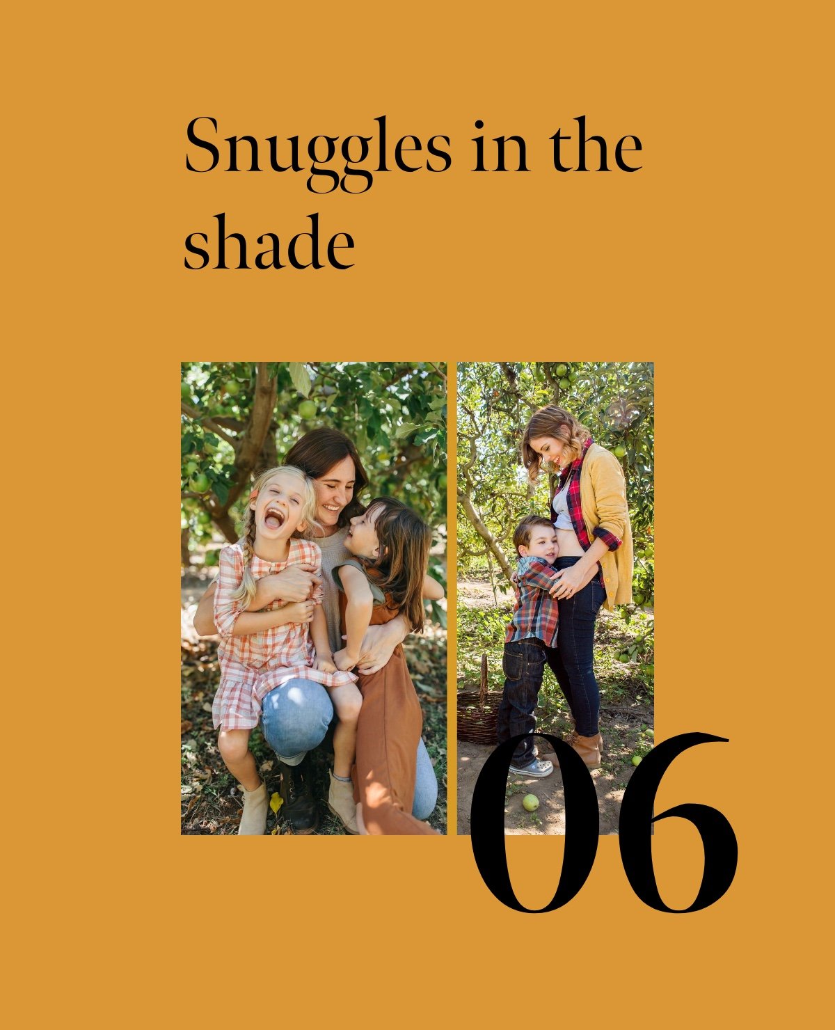 moms with their kids in shade in apple picking