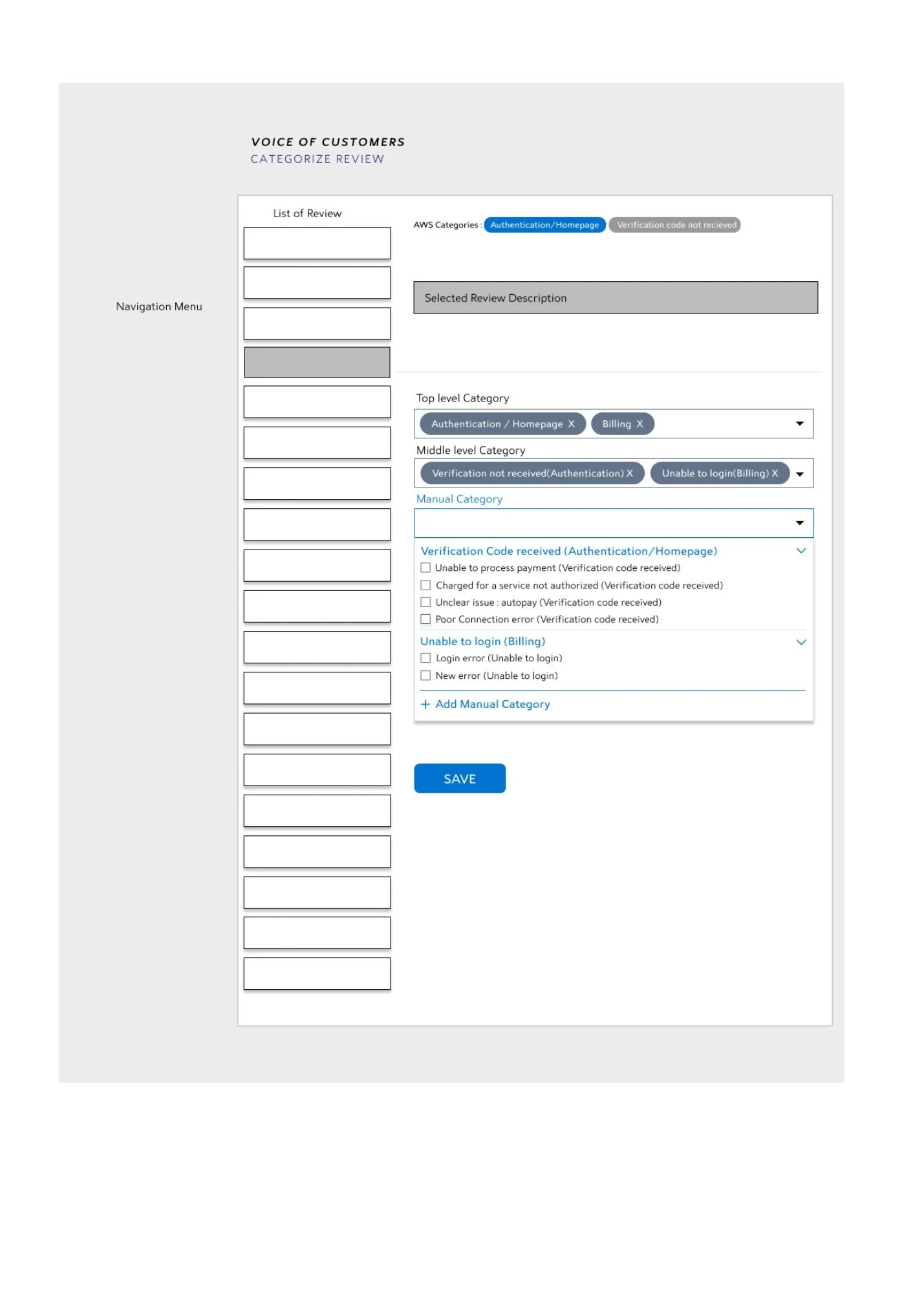 Dropdown for Manual Category