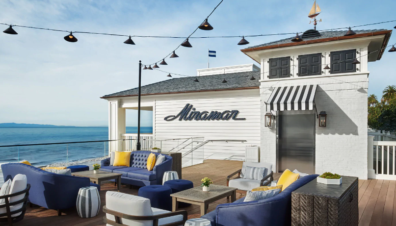 Oceanfront patio at Rosewood Miramar Beach hotel in Montecito, CA, a hospitality flooring project by Howard's Rug Company of Ventura