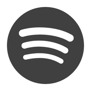 Logo of Spotify, a black circle with three curved lines inside.