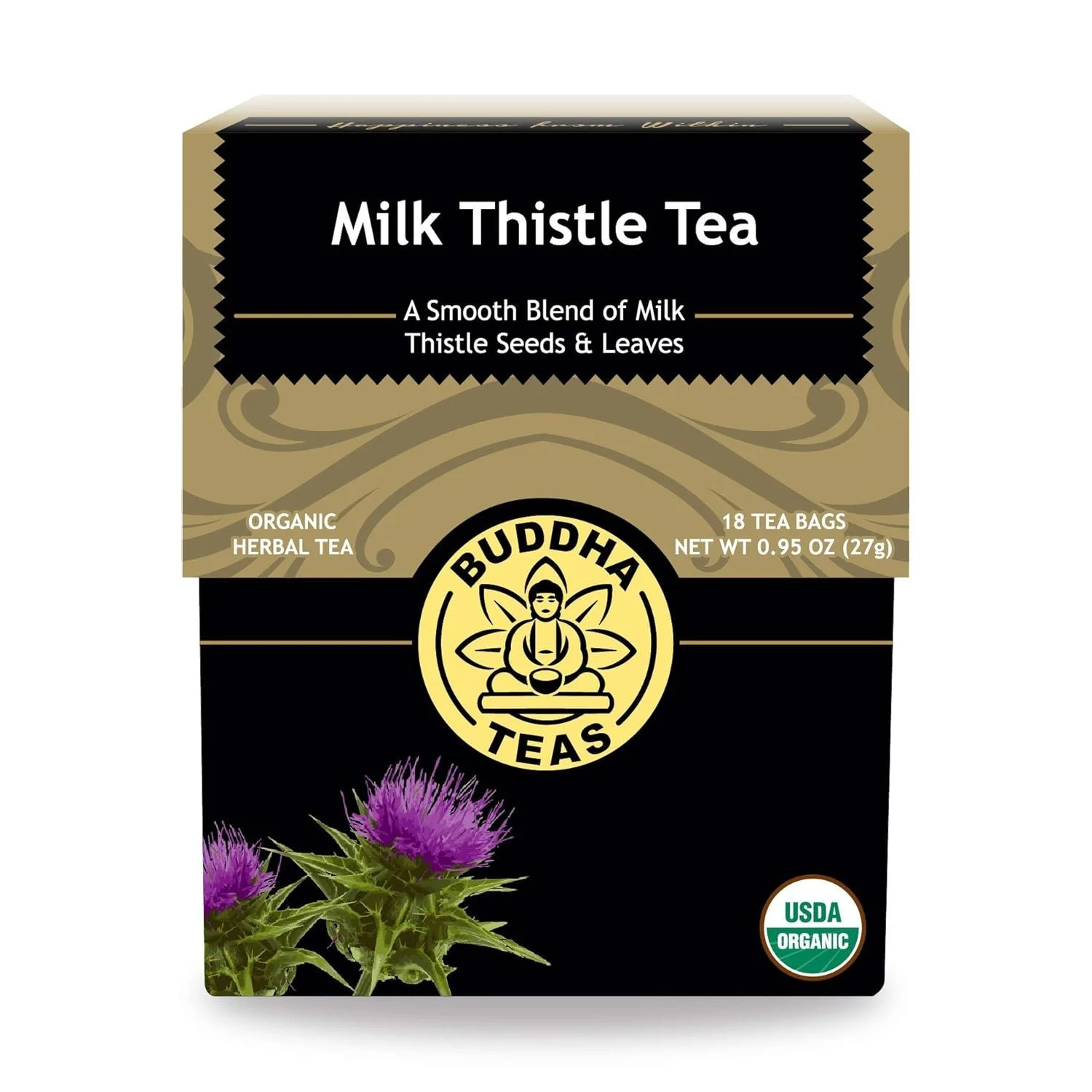 Buddha Teas Organic Milk Thistle Tea: An herbal tea traditionally used to support liver and digestive health.