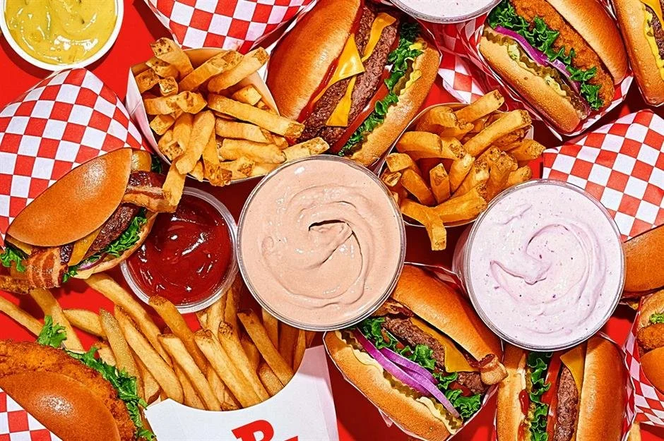 fast food, burger and fries