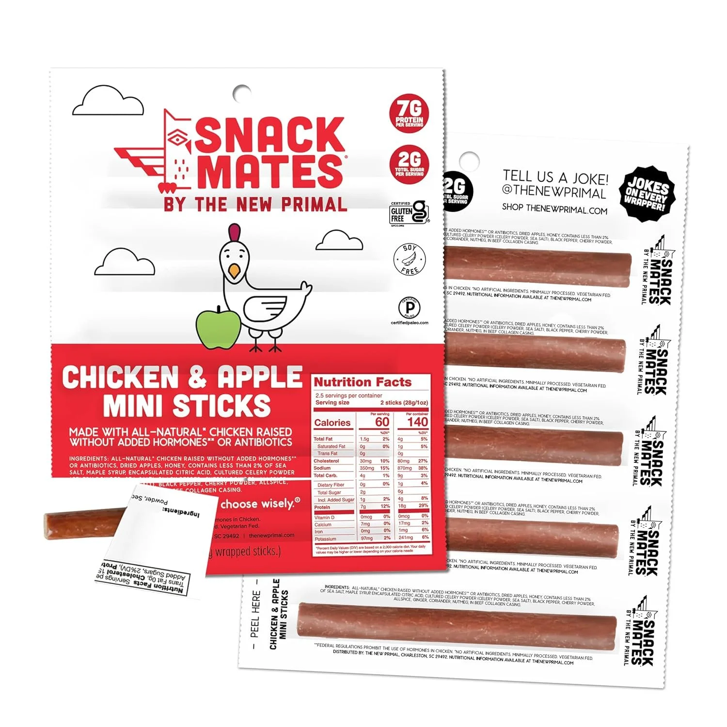 the new primal snack mates chicken and apple mini sticks